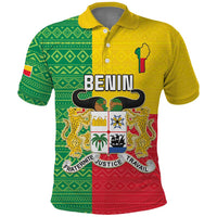 Personalised Benin Polo Shirt Coat Of Arms Flag Style