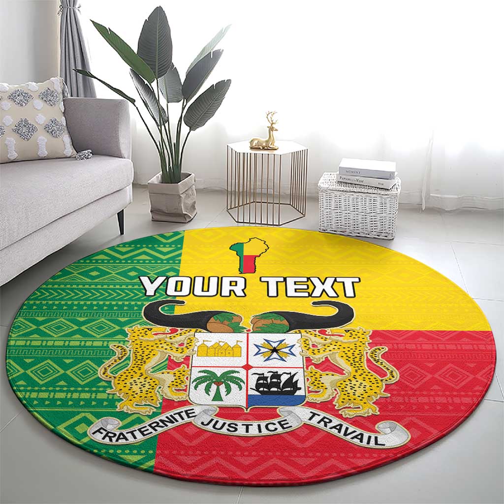 Personalised Benin Round Carpet Coat Of Arms Flag Style