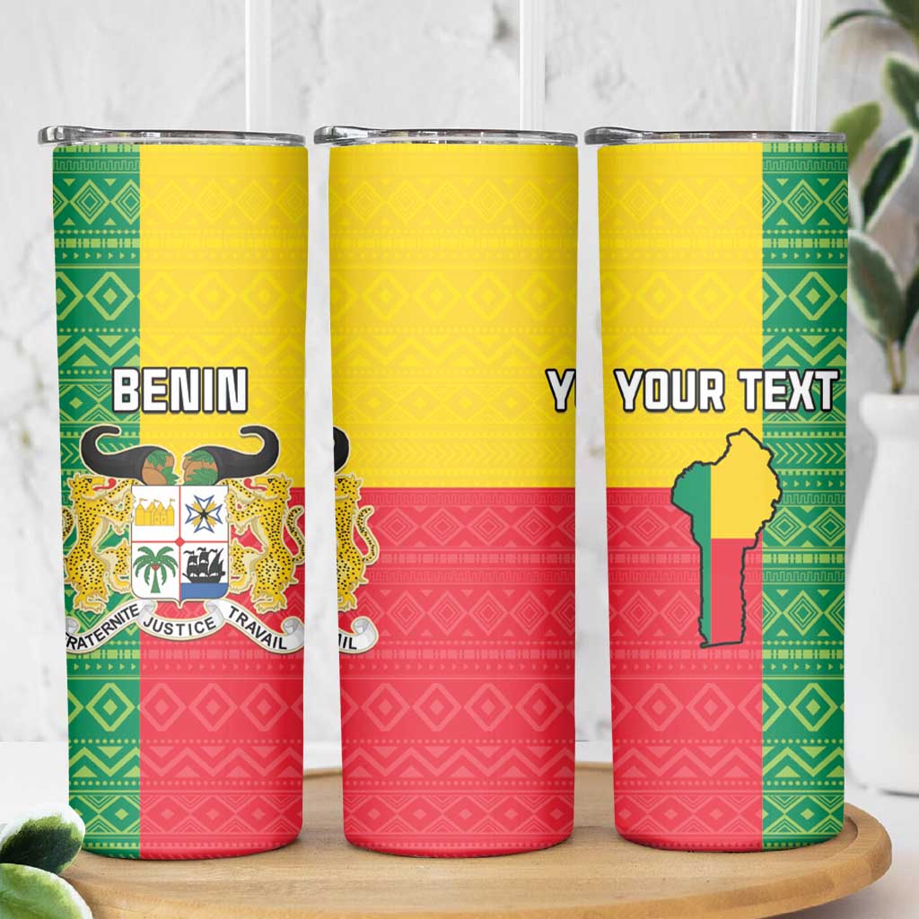 Personalised Benin Skinny Tumbler Coat Of Arms Flag Style