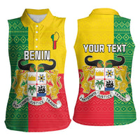 Personalised Benin Women Sleeveless Polo Shirt Coat Of Arms Flag Style