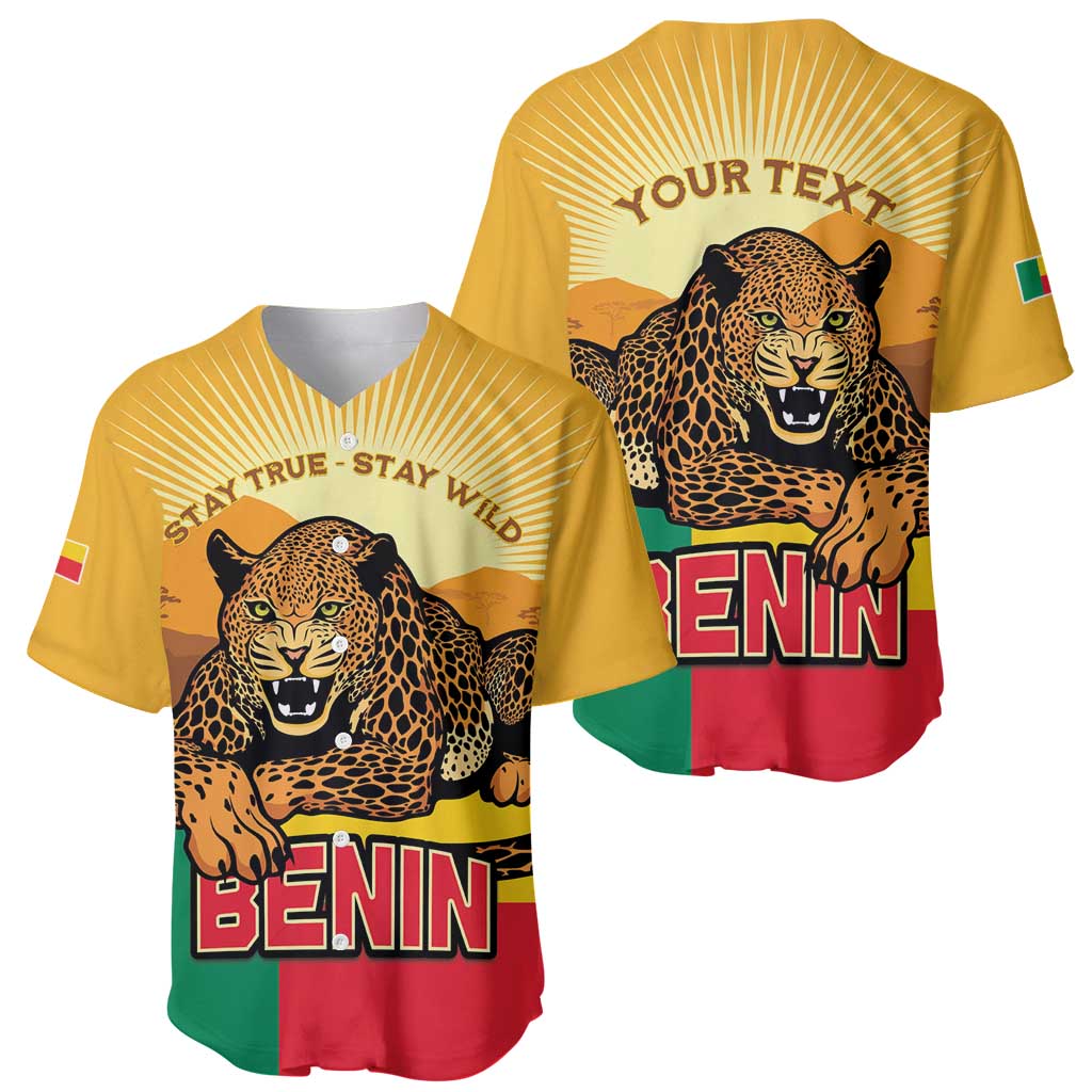 Personalised Benin Leopard Baseball Jersey Stay True - Stay Wild