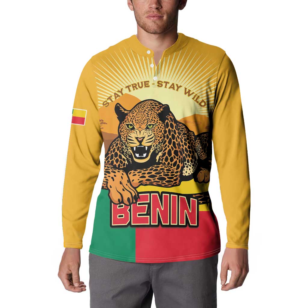 Personalised Benin Leopard Button Sweatshirt Stay True - Stay Wild