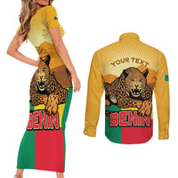 Personalised Benin Leopard Couples Matching Short Sleeve Bodycon Dress and Long Sleeve Button Shirt Stay True - Stay Wild