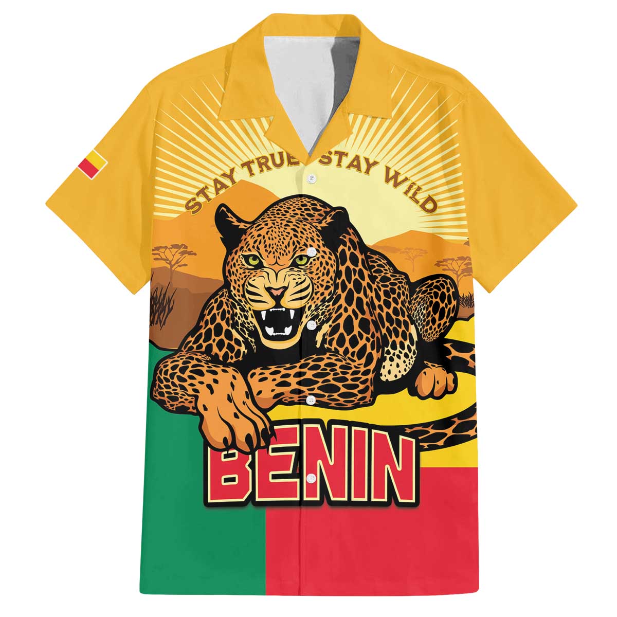 Personalised Benin Leopard Family Matching Off The Shoulder Long Sleeve Dress and Hawaiian Shirt Stay True - Stay Wild