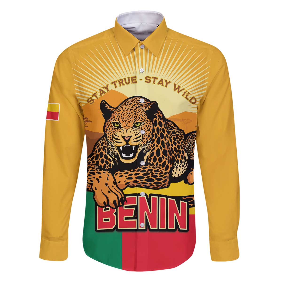 Personalised Benin Leopard Family Matching Off The Shoulder Long Sleeve Dress and Hawaiian Shirt Stay True - Stay Wild