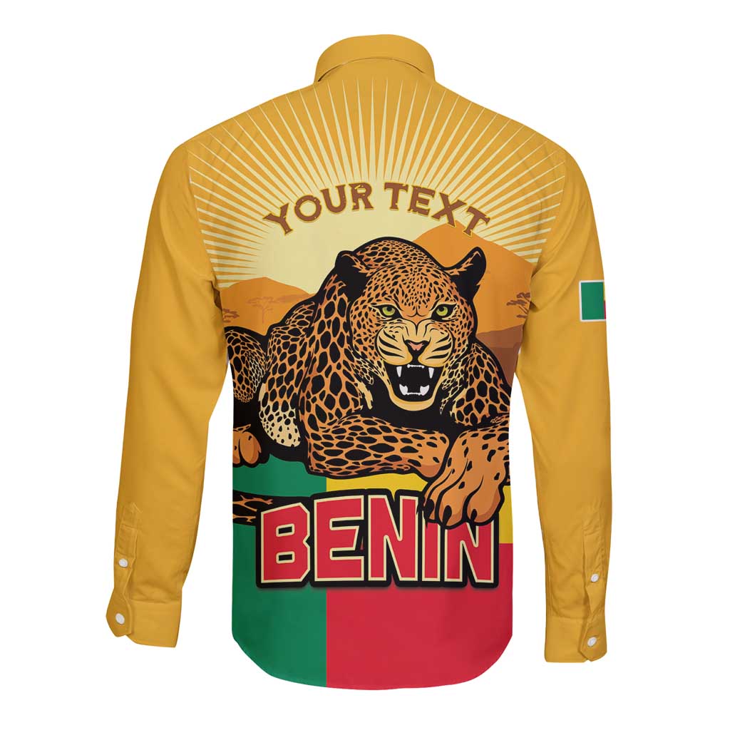 Personalised Benin Leopard Long Sleeve Button Shirt Stay True - Stay Wild