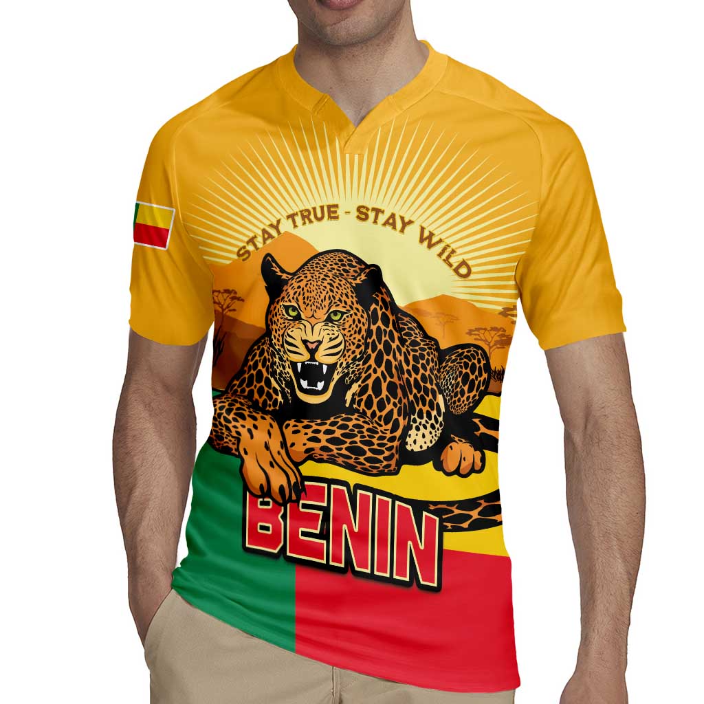 Personalised Benin Leopard Rugby Jersey Stay True - Stay Wild