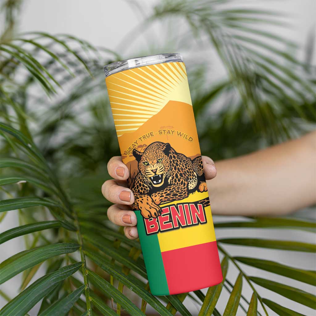 Personalised Benin Leopard Skinny Tumbler Stay True - Stay Wild