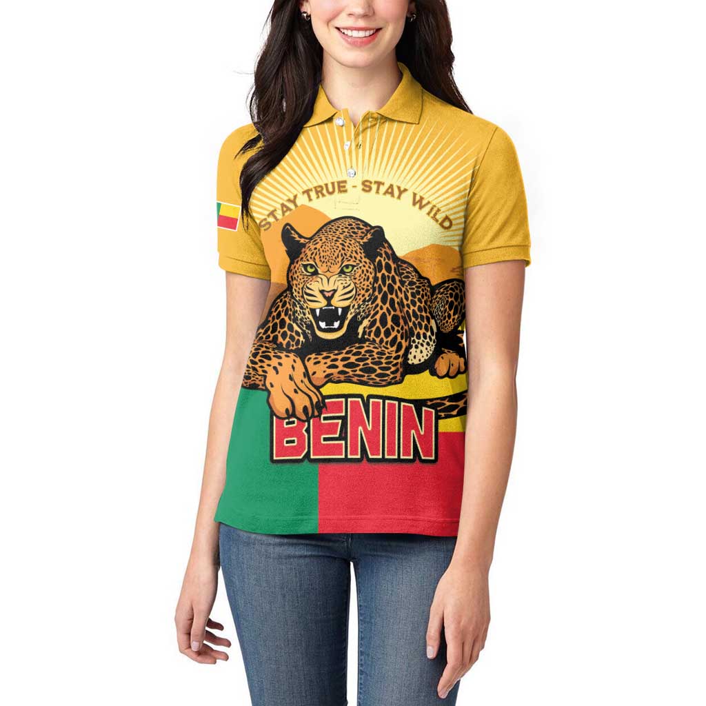 Personalised Benin Leopard Women Polo Shirt Stay True - Stay Wild