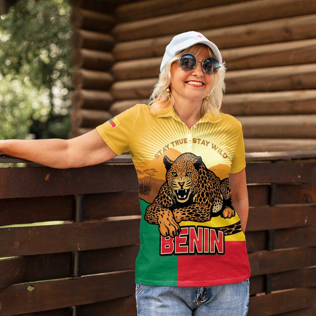 Personalised Benin Leopard Women Polo Shirt Stay True - Stay Wild