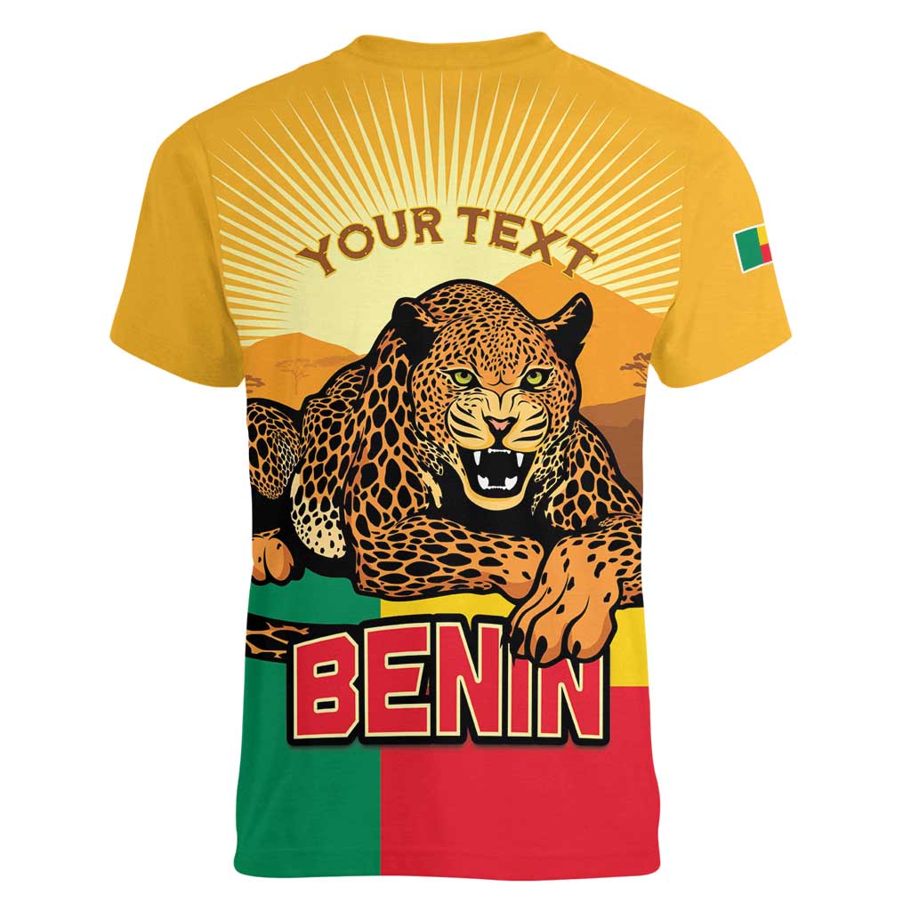 Personalised Benin Leopard Women V-Neck T-Shirt Stay True - Stay Wild