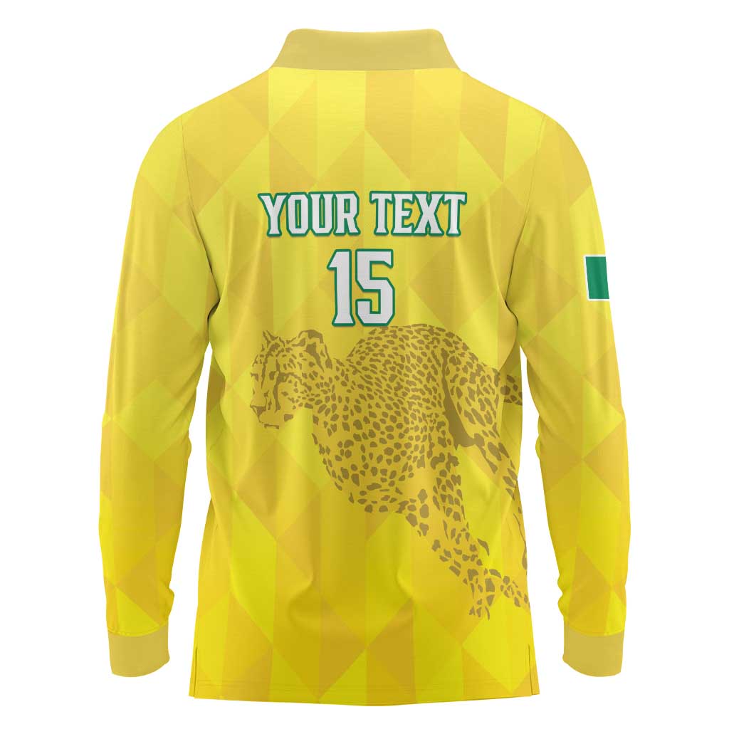 Custom Benin Football Long Sleeve Polo Shirt Go Cheetahs
