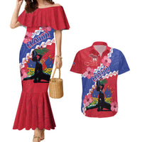 Haiti Couples Matching Mermaid Dress and Hawaiian Shirt Neg Maron Polynesian