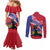 Haiti Couples Matching Mermaid Dress and Long Sleeve Button Shirt Neg Maron Polynesian