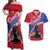 Haiti Couples Matching Off Shoulder Maxi Dress and Hawaiian Shirt Neg Maron Polynesian