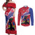Haiti Couples Matching Off Shoulder Maxi Dress and Long Sleeve Button Shirt Neg Maron Polynesian