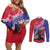 Haiti Couples Matching Off Shoulder Short Dress and Long Sleeve Button Shirt Neg Maron Polynesian