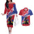 Haiti Couples Matching Off The Shoulder Long Sleeve Dress and Hawaiian Shirt Neg Maron Polynesian