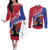 Haiti Couples Matching Off The Shoulder Long Sleeve Dress and Long Sleeve Button Shirt Neg Maron Polynesian