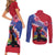 Haiti Couples Matching Short Sleeve Bodycon Dress and Long Sleeve Button Shirt Neg Maron Polynesian