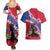Haiti Couples Matching Summer Maxi Dress and Hawaiian Shirt Neg Maron Polynesian