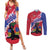 Haiti Couples Matching Summer Maxi Dress and Long Sleeve Button Shirt Neg Maron Polynesian