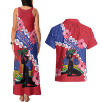 Haiti Couples Matching Tank Maxi Dress and Hawaiian Shirt Neg Maron Polynesian