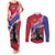 Haiti Couples Matching Tank Maxi Dress and Long Sleeve Button Shirt Neg Maron Polynesian