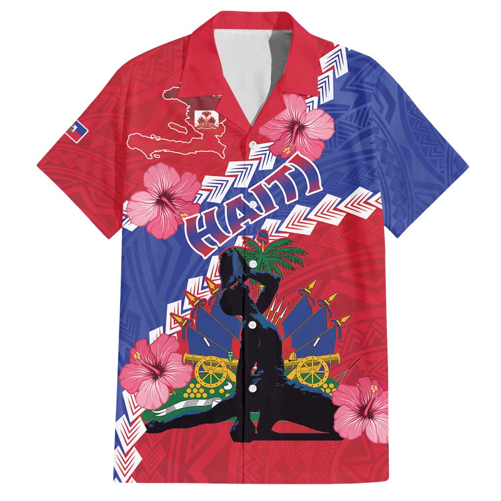 Haiti Family Matching Long Sleeve Bodycon Dress and Hawaiian Shirt Neg Maron Polynesian