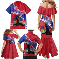 Haiti Family Matching Mermaid Dress and Hawaiian Shirt Neg Maron Polynesian