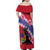 Haiti Family Matching Off Shoulder Maxi Dress and Hawaiian Shirt Neg Maron Polynesian