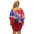 Haiti Family Matching Off Shoulder Short Dress and Hawaiian Shirt Neg Maron Polynesian