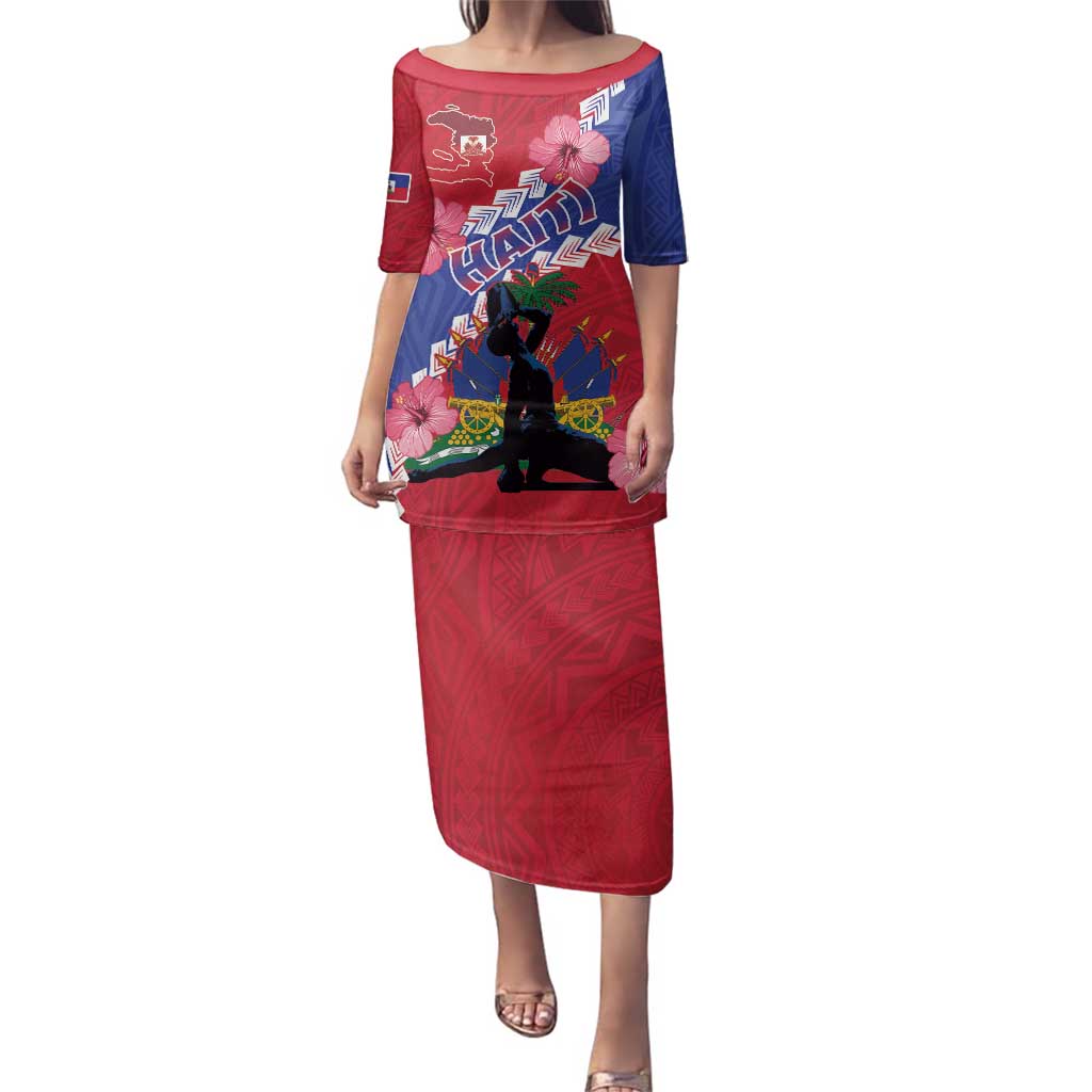 Haiti Family Matching Puletasi and Hawaiian Shirt Neg Maron Polynesian