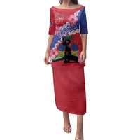 Haiti Family Matching Puletasi and Hawaiian Shirt Neg Maron Polynesian