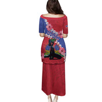 Haiti Family Matching Puletasi and Hawaiian Shirt Neg Maron Polynesian