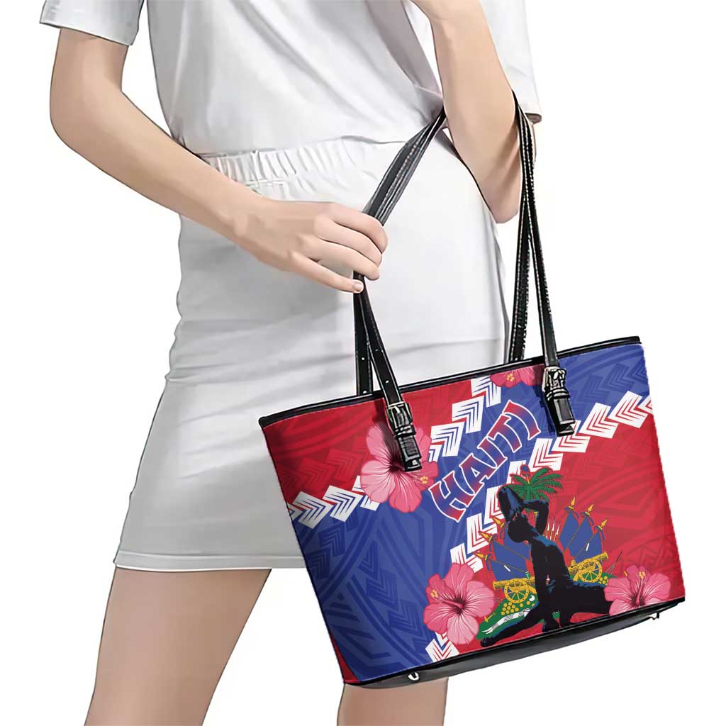 Haiti Leather Tote Bag Neg Maron Polynesian