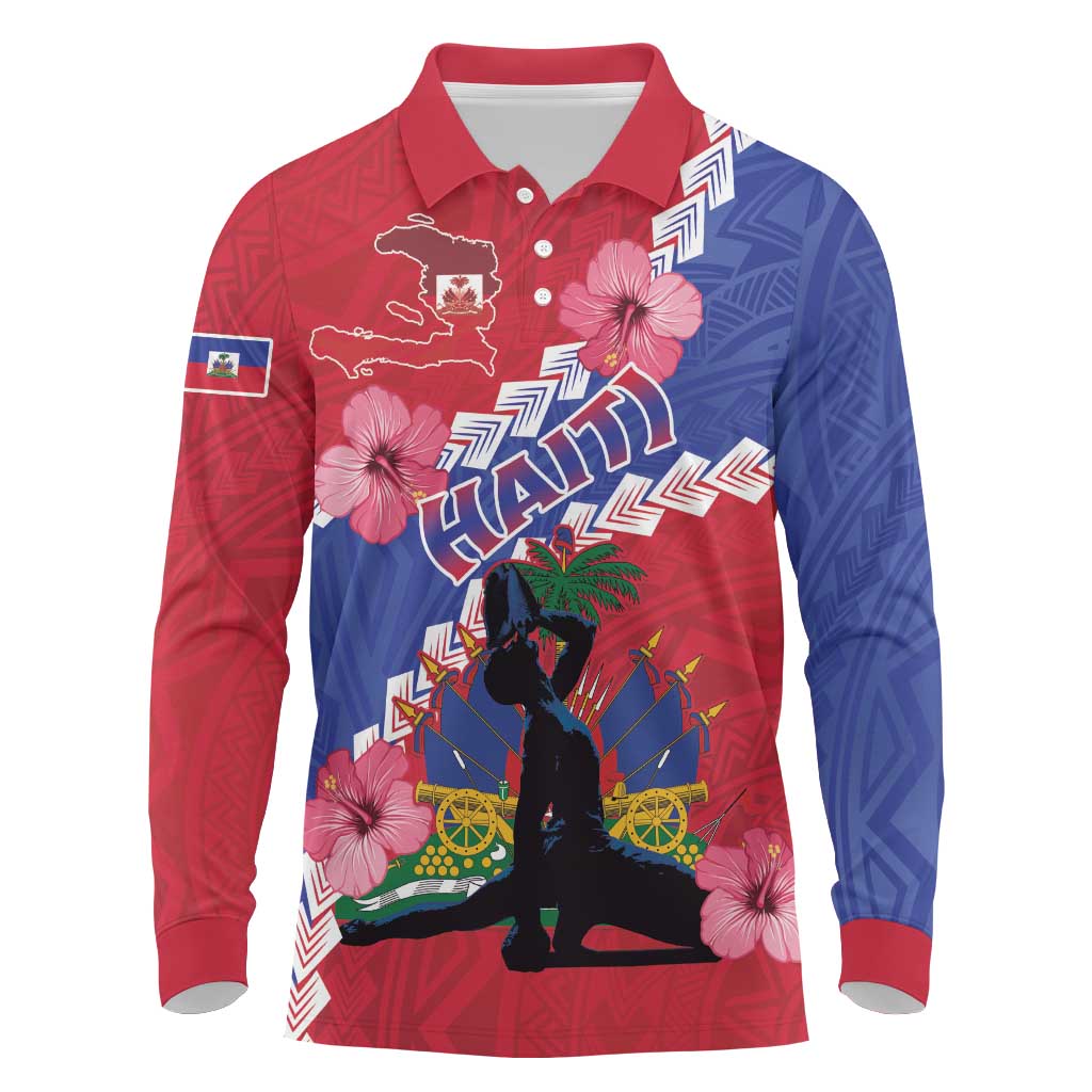 Haiti Long Sleeve Polo Shirt Neg Maron Polynesian
