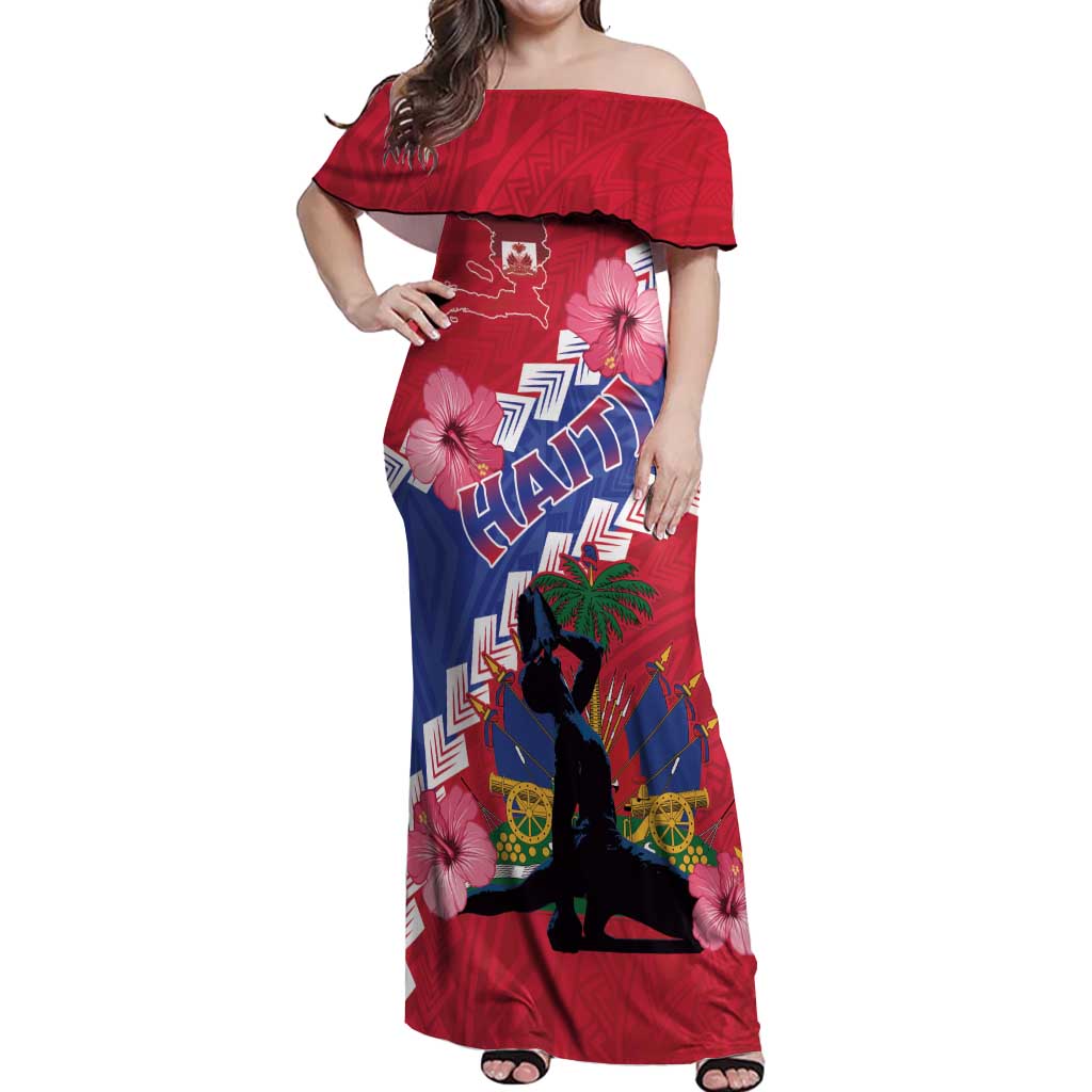 Haiti Off Shoulder Maxi Dress Neg Maron Polynesian