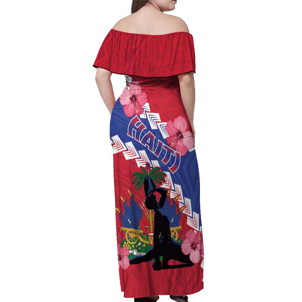 Haiti Off Shoulder Maxi Dress Neg Maron Polynesian