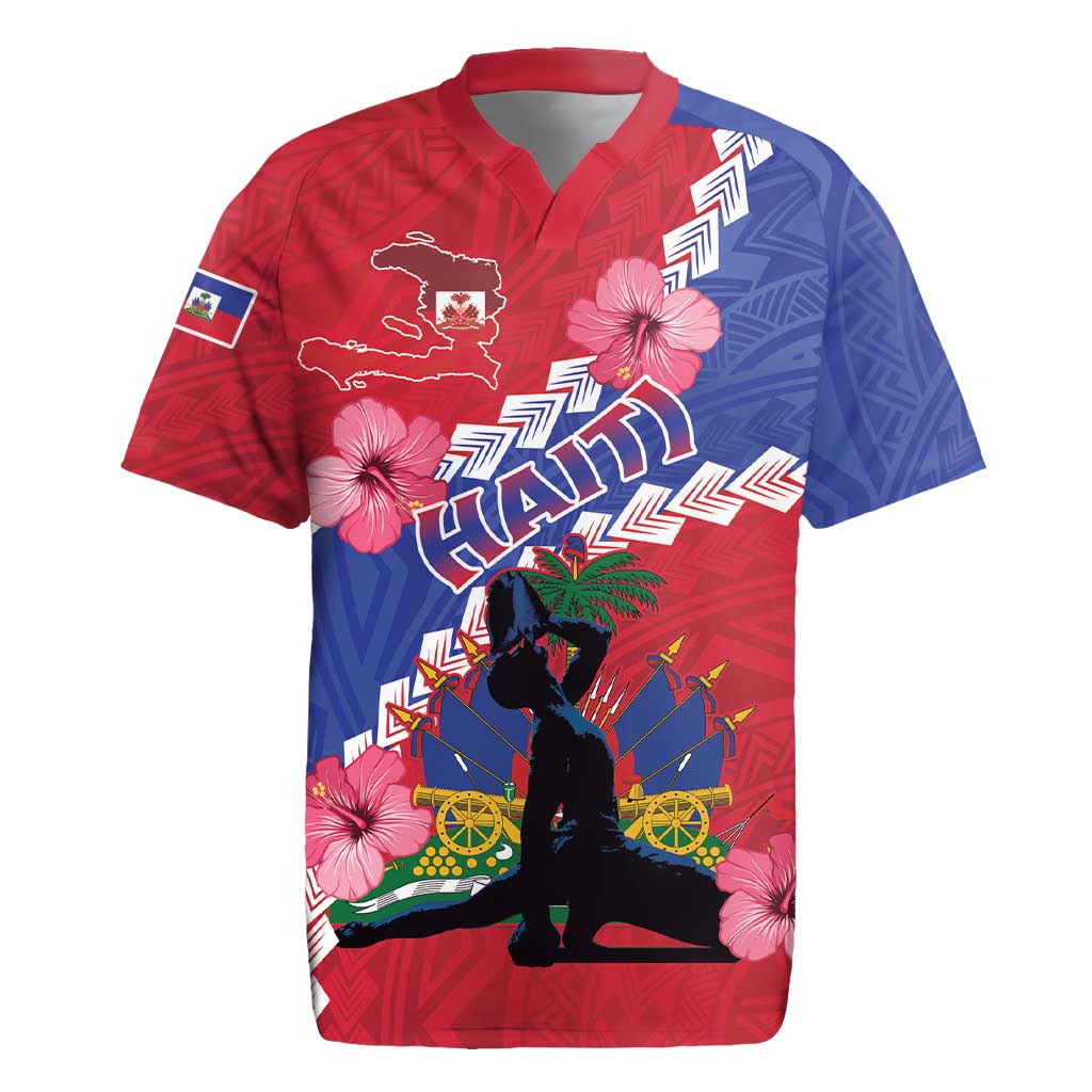Haiti Rugby Jersey Neg Maron Polynesian