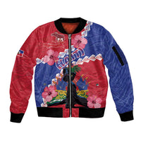 Haiti Sleeve Zip Bomber Jacket Neg Maron Polynesian