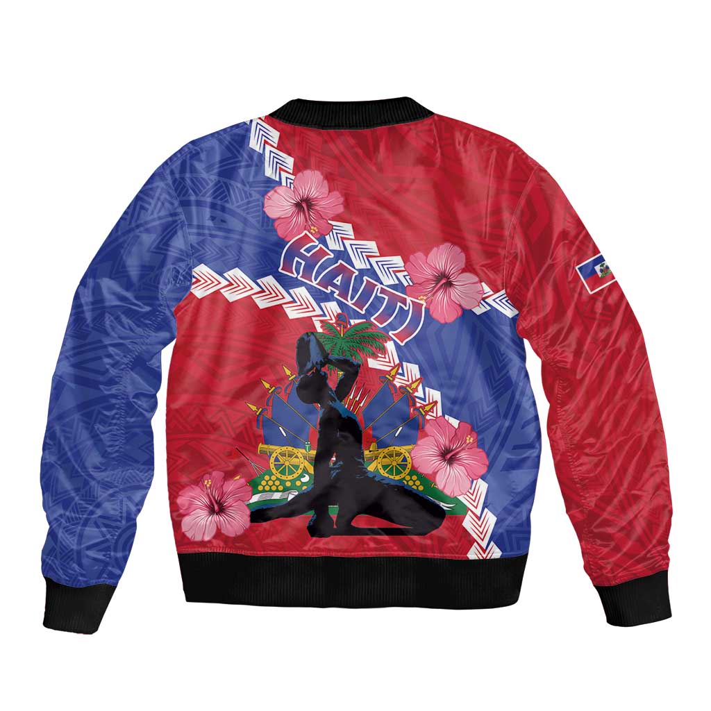 Haiti Sleeve Zip Bomber Jacket Neg Maron Polynesian