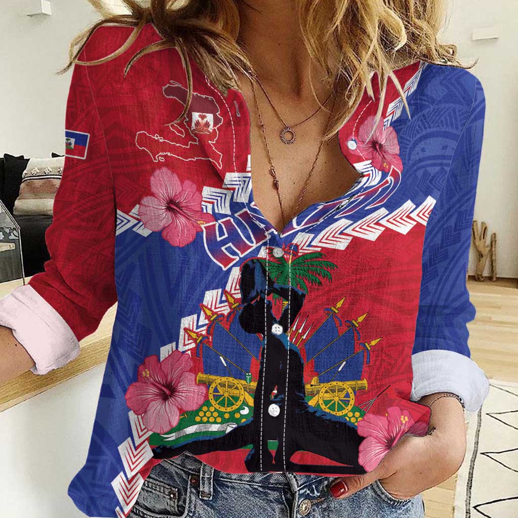 Haiti Women Casual Shirt Neg Maron Polynesian