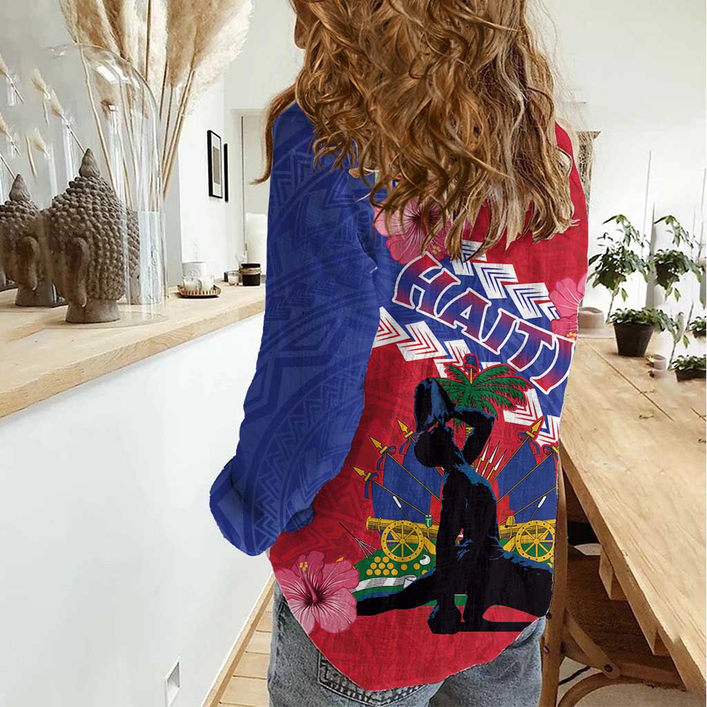 Haiti Women Casual Shirt Neg Maron Polynesian