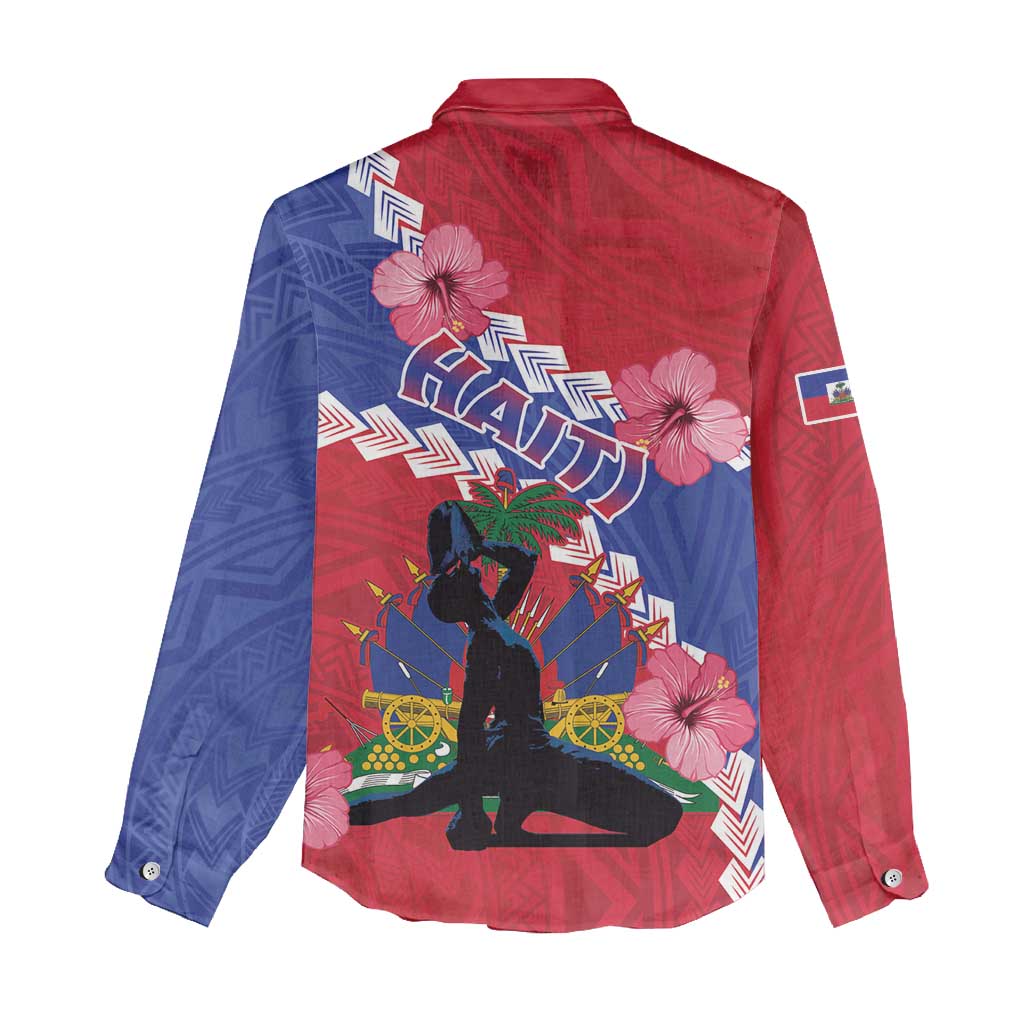 Haiti Women Casual Shirt Neg Maron Polynesian