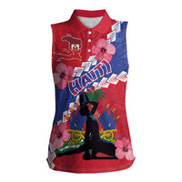 Haiti Women Sleeveless Polo Shirt Neg Maron Polynesian