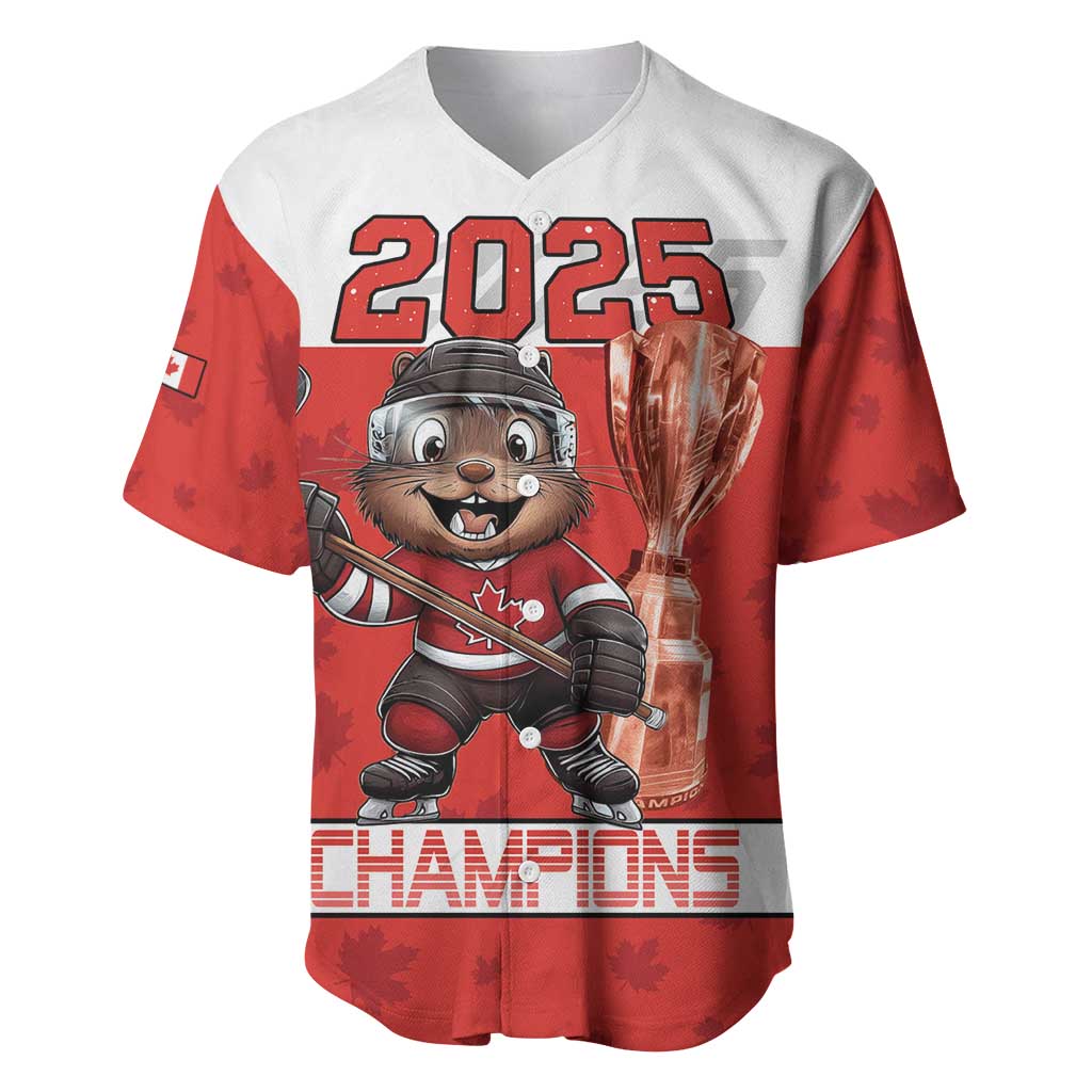 Custom Canada Ice Hockey Baseball Jersey Beaver Mascot With Champions Trophy