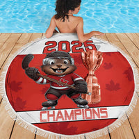 Canada Ice Hockey Beach Blanket Beaver Mascot With Champions Trophy