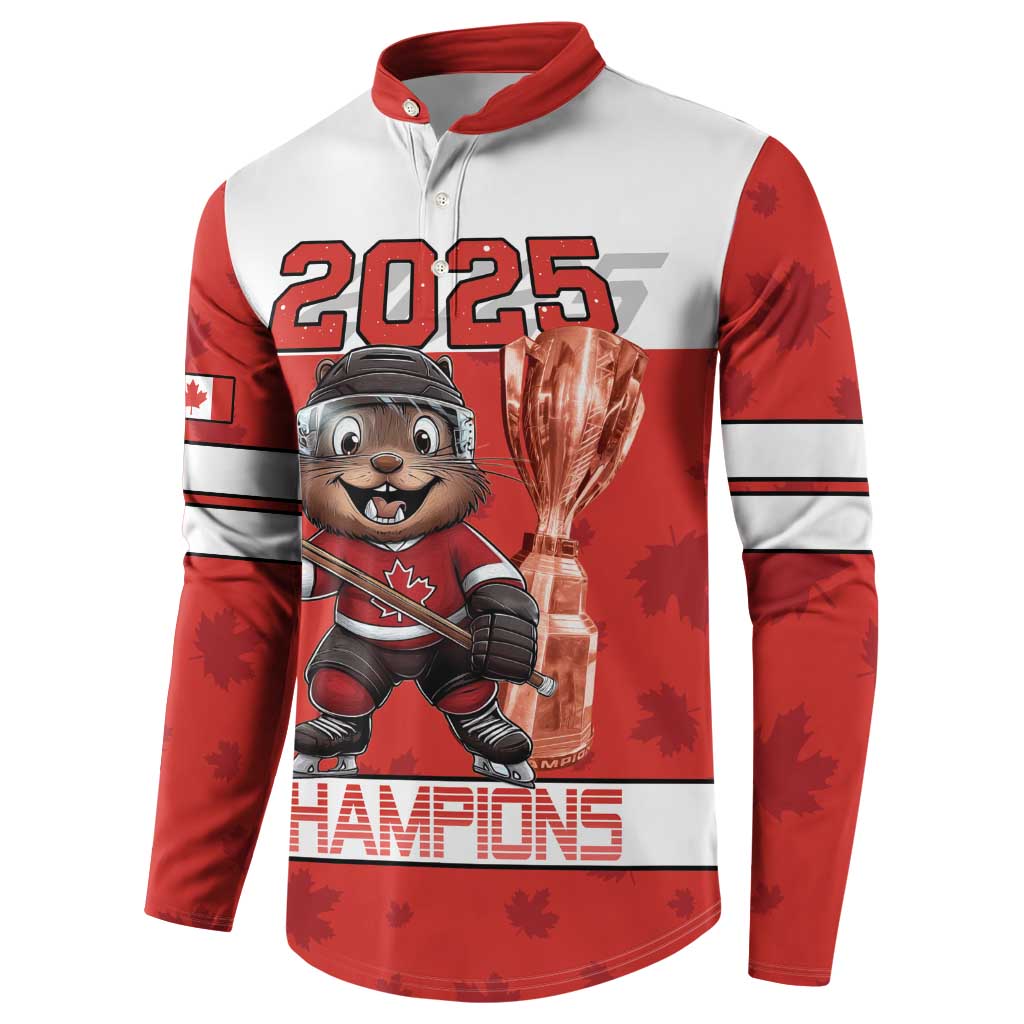 Custom Canada Ice Hockey Button Sweatshirt Beaver Mascot With Champions Trophy