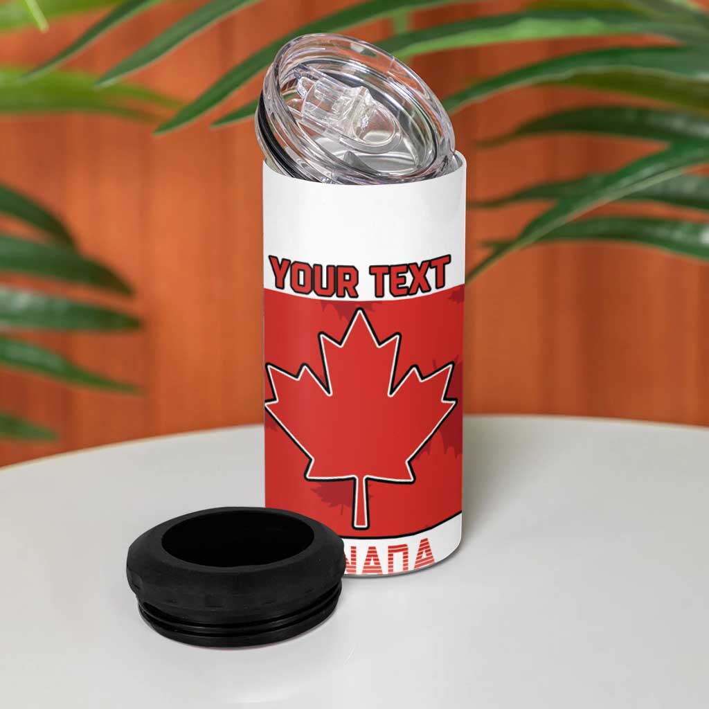Custom Canada Ice Hockey 4 in 1 Can Cooler Tumbler Beaver Mascot With Champions Trophy